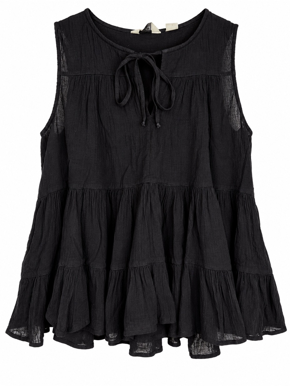 Anthropologie 11.1 TYLHO Black Tiered Ruffle Sleeveless Top Medium